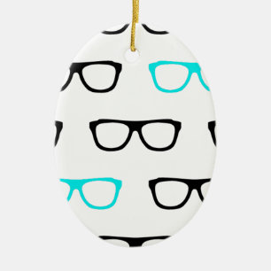 geeky glasses blue geek ceramic tree decoration