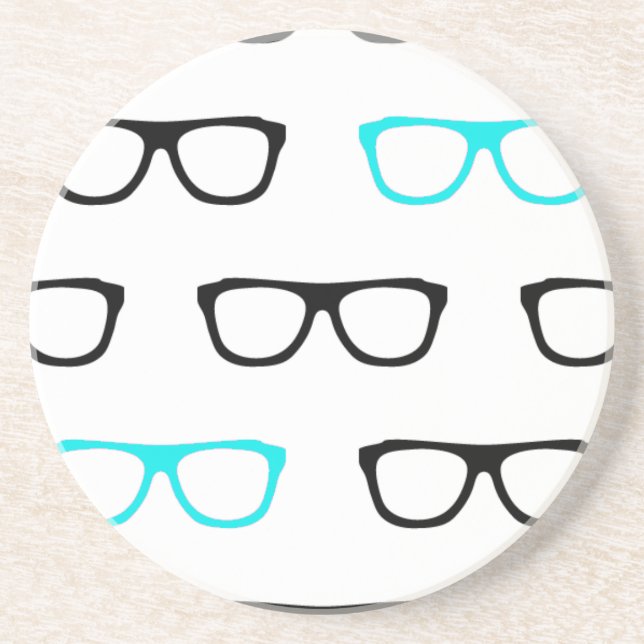 geeky glasses blue geek coaster (Front)