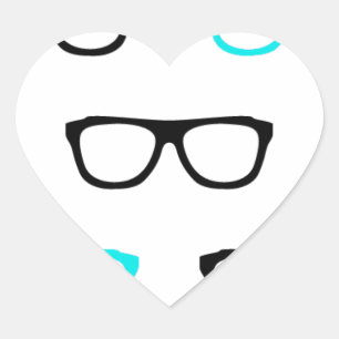 geeky glasses blue geek heart sticker