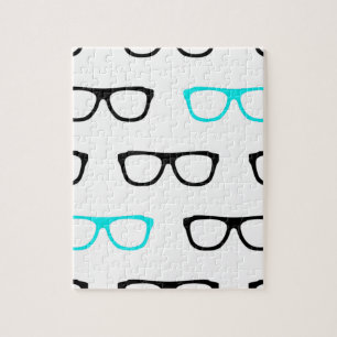 geeky glasses blue geek jigsaw puzzle