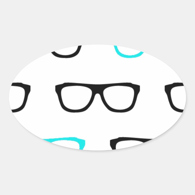geeky glasses blue geek oval sticker (Front)
