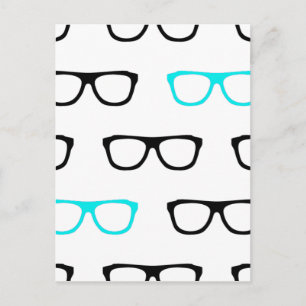geeky glasses blue geek postcard