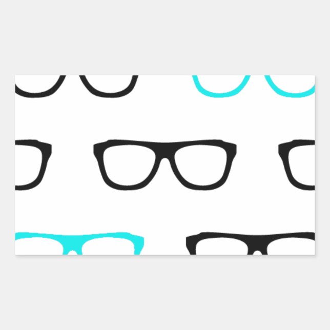 geeky glasses blue geek rectangular sticker (Front)