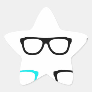 geeky glasses blue geek star sticker