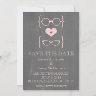 Geeky Glasses Chalkboard Save the Date Invite