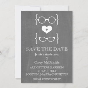 Geeky Glasses Chalkboard Save the Date Invite