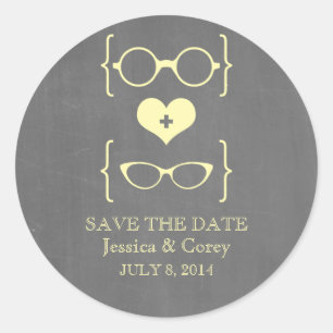 Geeky Glasses Chalkboard Save the Date Stickers