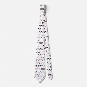 geeky glasses pink geek mens neck tie