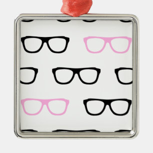 geeky glasses pink geek metal ornament
