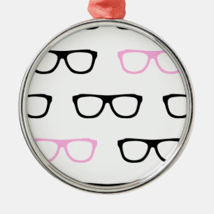geeky glasses pink geek metal ornament