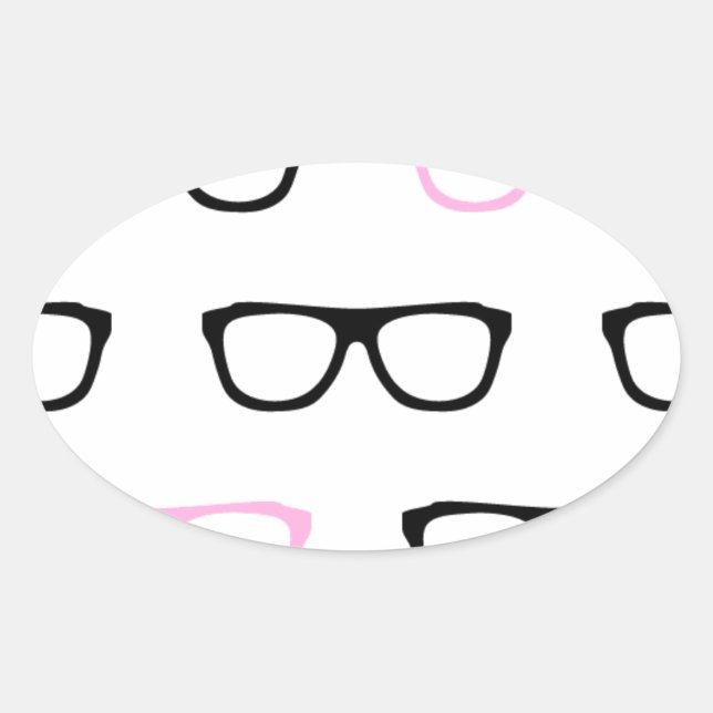 geeky glasses pink geek oval sticker (Front)