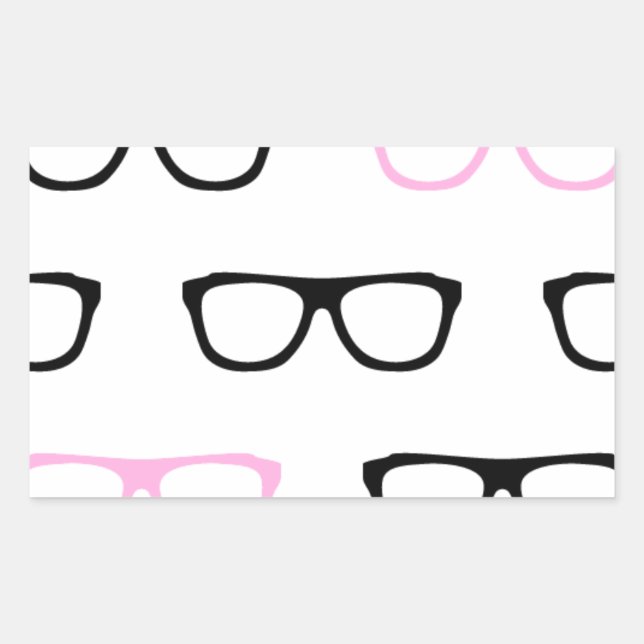geeky glasses pink geek rectangular sticker (Front)