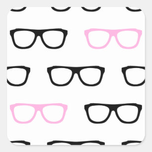 geeky glasses pink geek square sticker