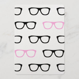 geeky glasses pink geek wedding invitations