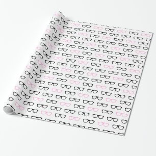 geeky glasses pink geek wrapping paper
