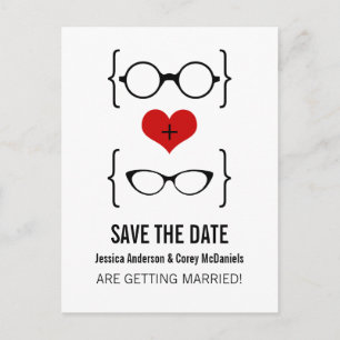 Geeky Glasses Save the Date Postcard
