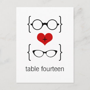 Geeky Glasses Table Number Postcard