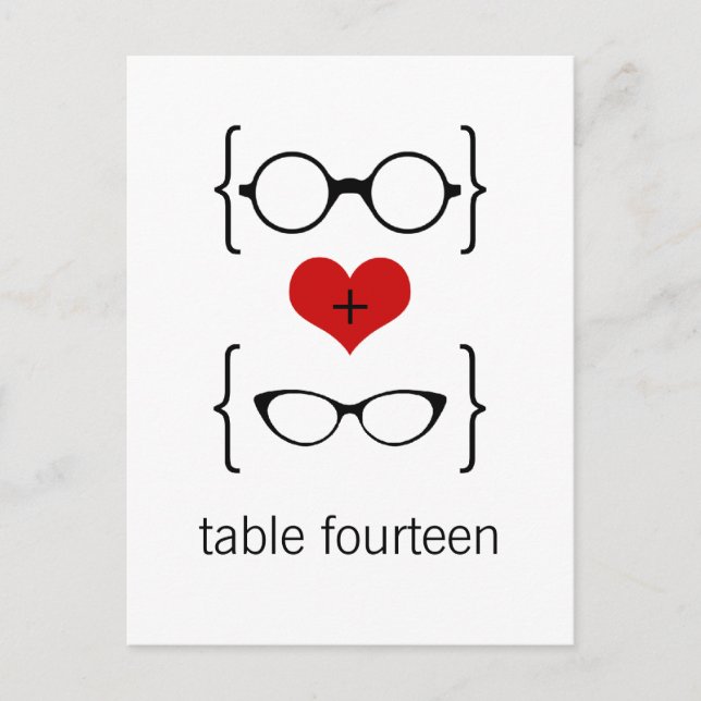 Geeky Glasses Table Number Postcard (Front)