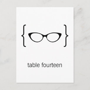 Geeky Glasses Table Number Postcard Orange Bkgrd2