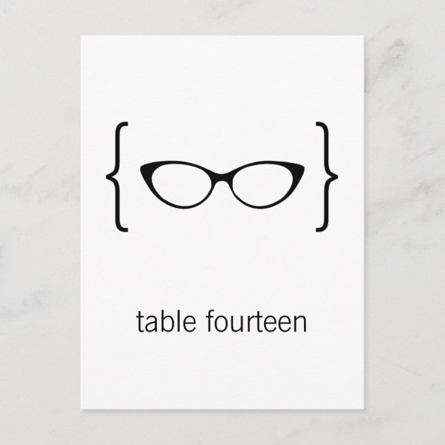 Geeky Glasses Table Number Postcard Orange Bkgrd2 (Front)