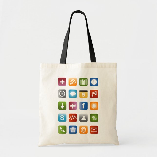 Geeky hipster tote bag with smartphone icons (Front)