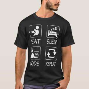 Geeky It Computer Nerd Eat Sleep Code Repeat T-Shirt