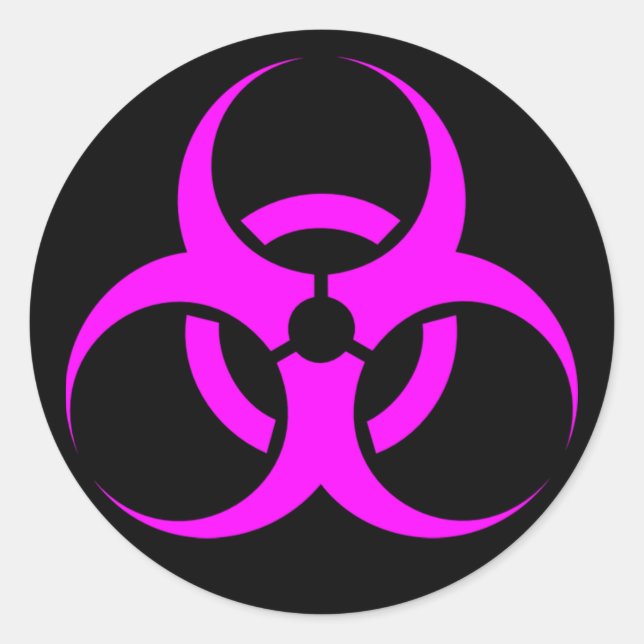 Geeky Pink Biohazard Sign Classic Round Sticker (Front)