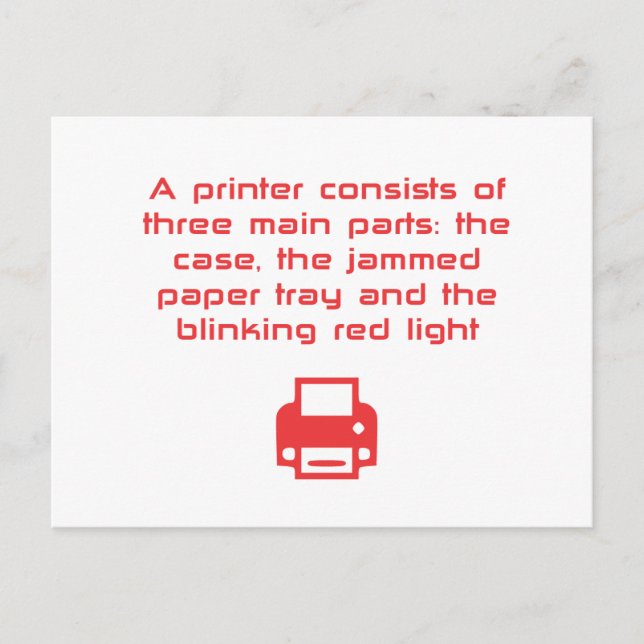 Geeky printer joke postcard (Front)
