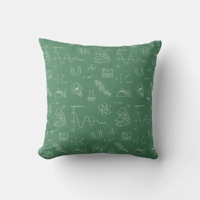 Geeky Science Doodles Pattern Room Decor Cushion (Front)