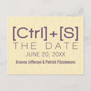 Geeky Typography Save the Date Postcard, Purple Announcement Postcard