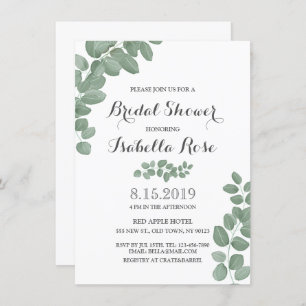 Geen Eucalyptus Leaf Bridal Shower Invitation