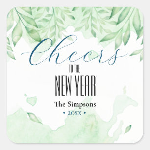 Geen leaves Cheers to the new year Square Sticker