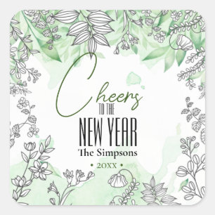 Geen leaves Cheers to the new year Square Sticker