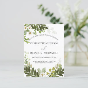  Geen Leaves Timeles Botanical Wedding Postcard