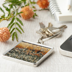 Geese and Duck Roam Art Key Ring