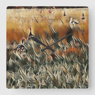 Geese and Duck Roam Art Square Wall Clock