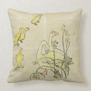 Geese and Goslings (w/c & ink on paper) Cushion