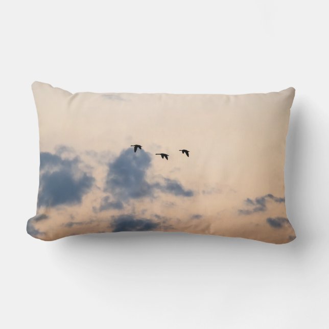 Geese and Soft Sunset Lumbar Cushion (Front)