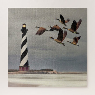 GEESE AT CAPE HATTERAS LIGHTHOUSE JIGSAW PUZZLE