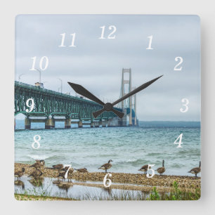 Geese At Mighty Mac Wall Clock