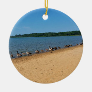 Geese at Silver Lake, Wisconsin Ceramic Ornament