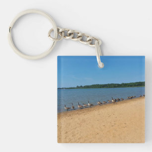 Geese at Silver Lake, Wisconsin Key Ring