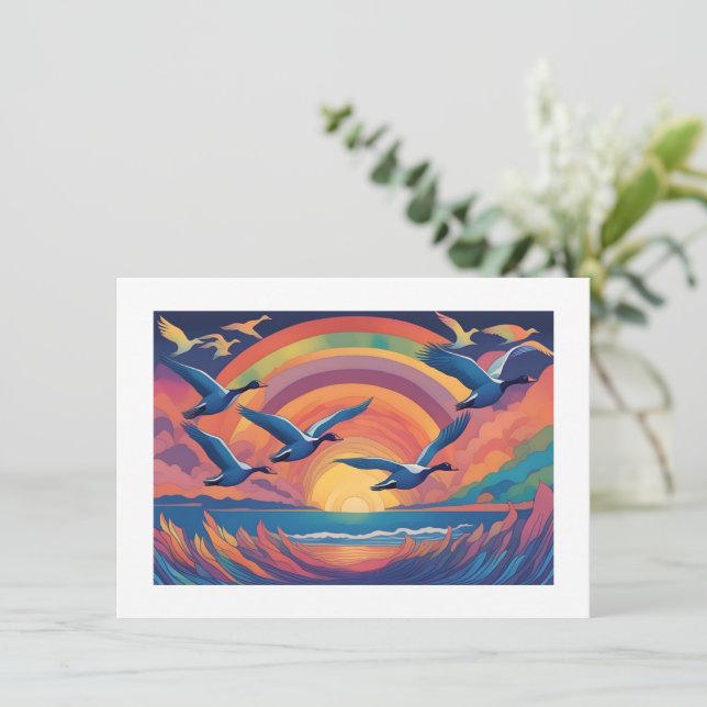 Geese at Sunrise Card (Standing Front)
