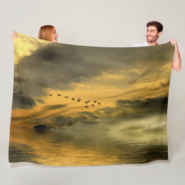 GEESE at SUNSET Fleece Blanket (In Situ)