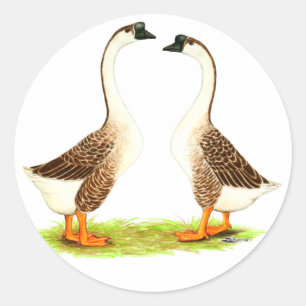 Geese:  Brown Chinese Classic Round Sticker