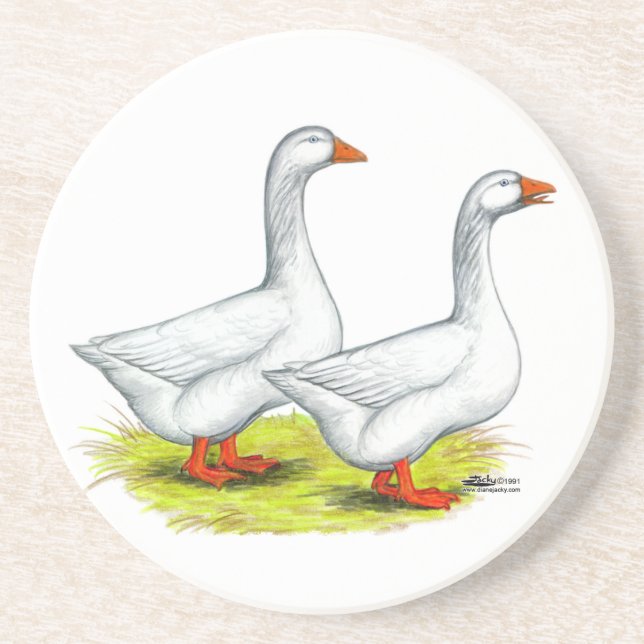 Geese:  Embden Pair Coaster (Front)