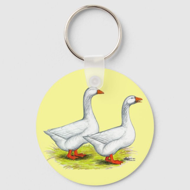 Geese:  Embden Pair Key Ring (Front)