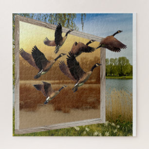 GEESE FLYING OUT OF PICTURE JIGSAW PUZZLE