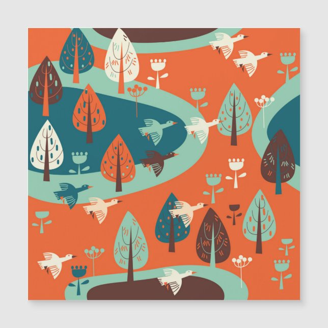 Geese Forest: Vintage Nature Scene (Front)