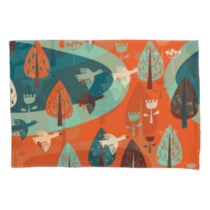 Geese Forest: Vintage Nature Scene Pillowcase